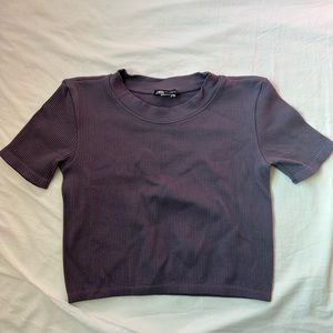 Zara purple cropped shirt